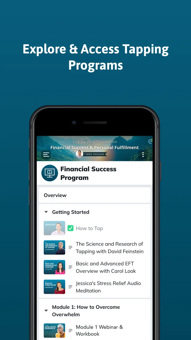 Explore and access your Tapping programs