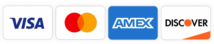 Visa, Mastercard, Amex, Discover